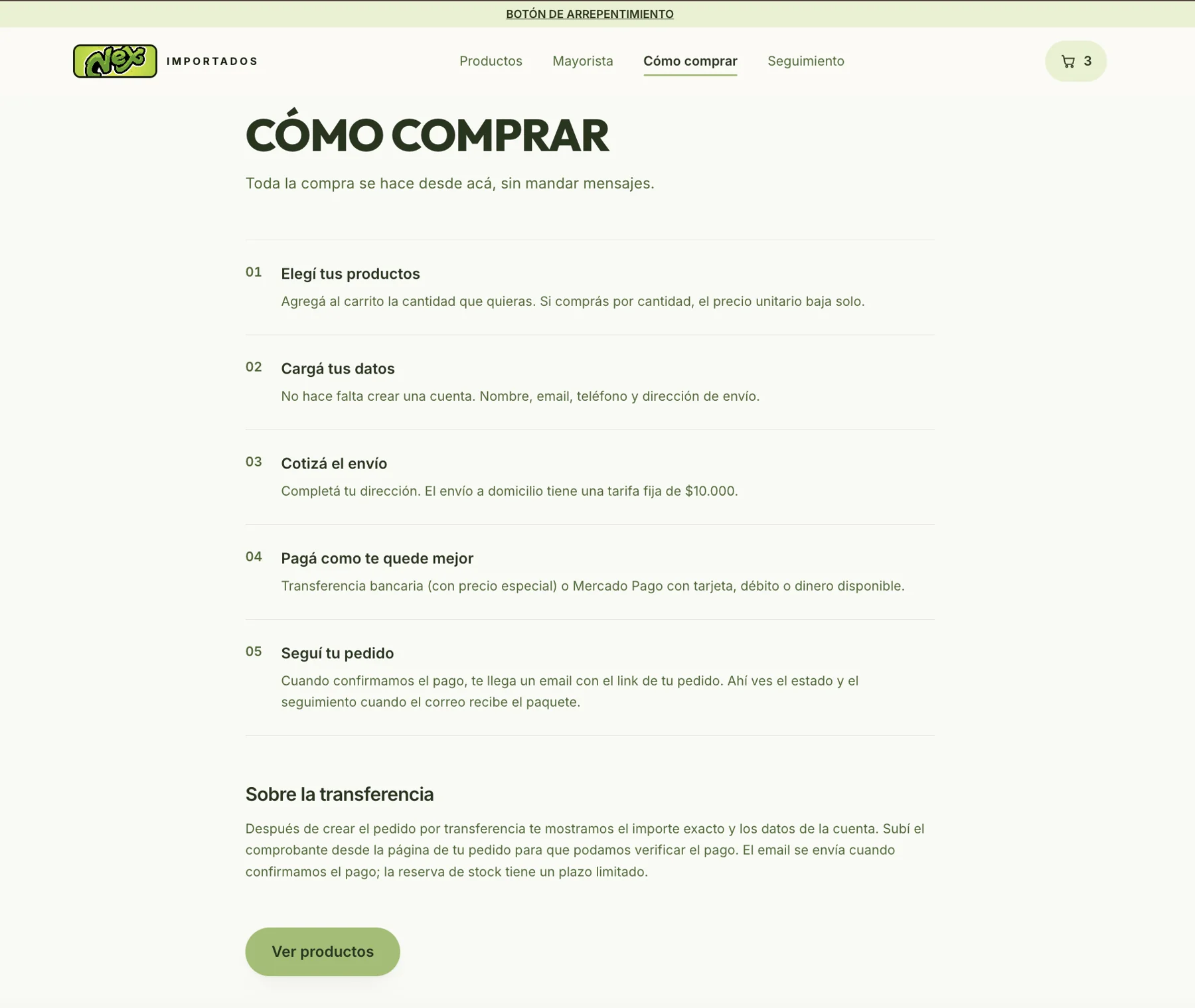 NEX Importados — How to buy