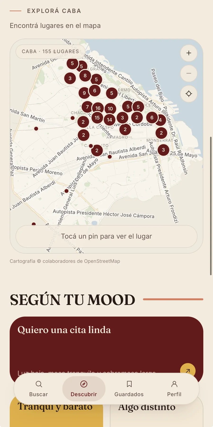 Qué Pinta — Map and moods