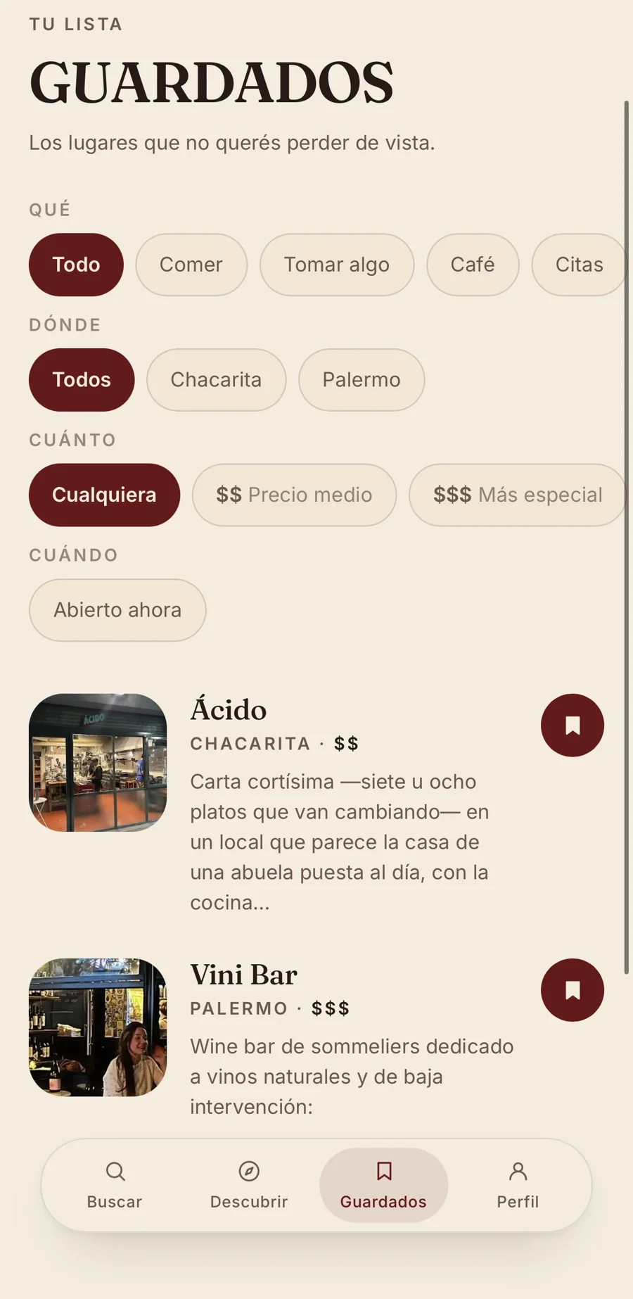 Qué Pinta — Saved places